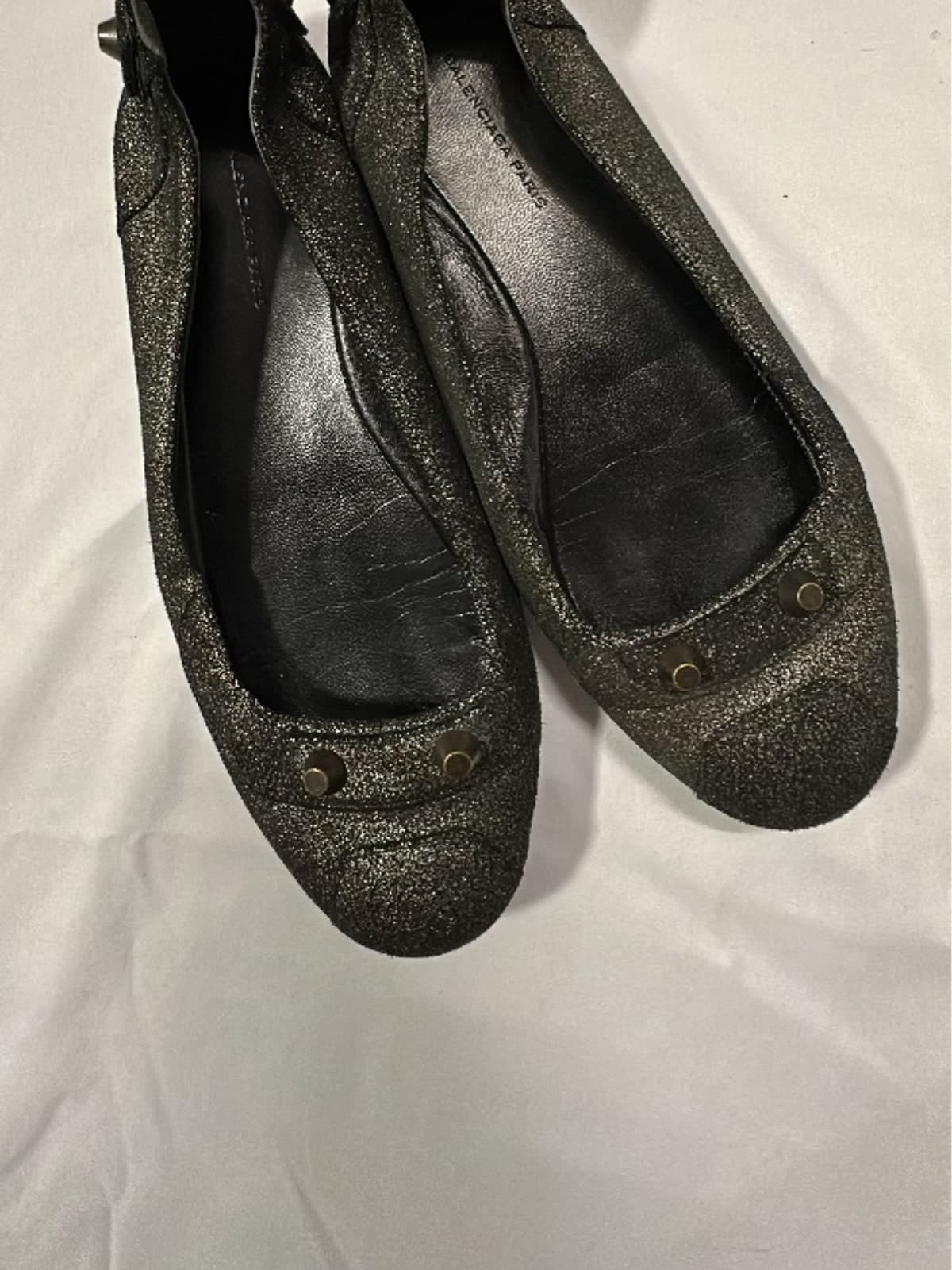Balenciaga Textured Metallic Ballet Flats